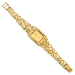 14k Mens Squared Champagne 27x47mm Dial Solid Nugget Watch