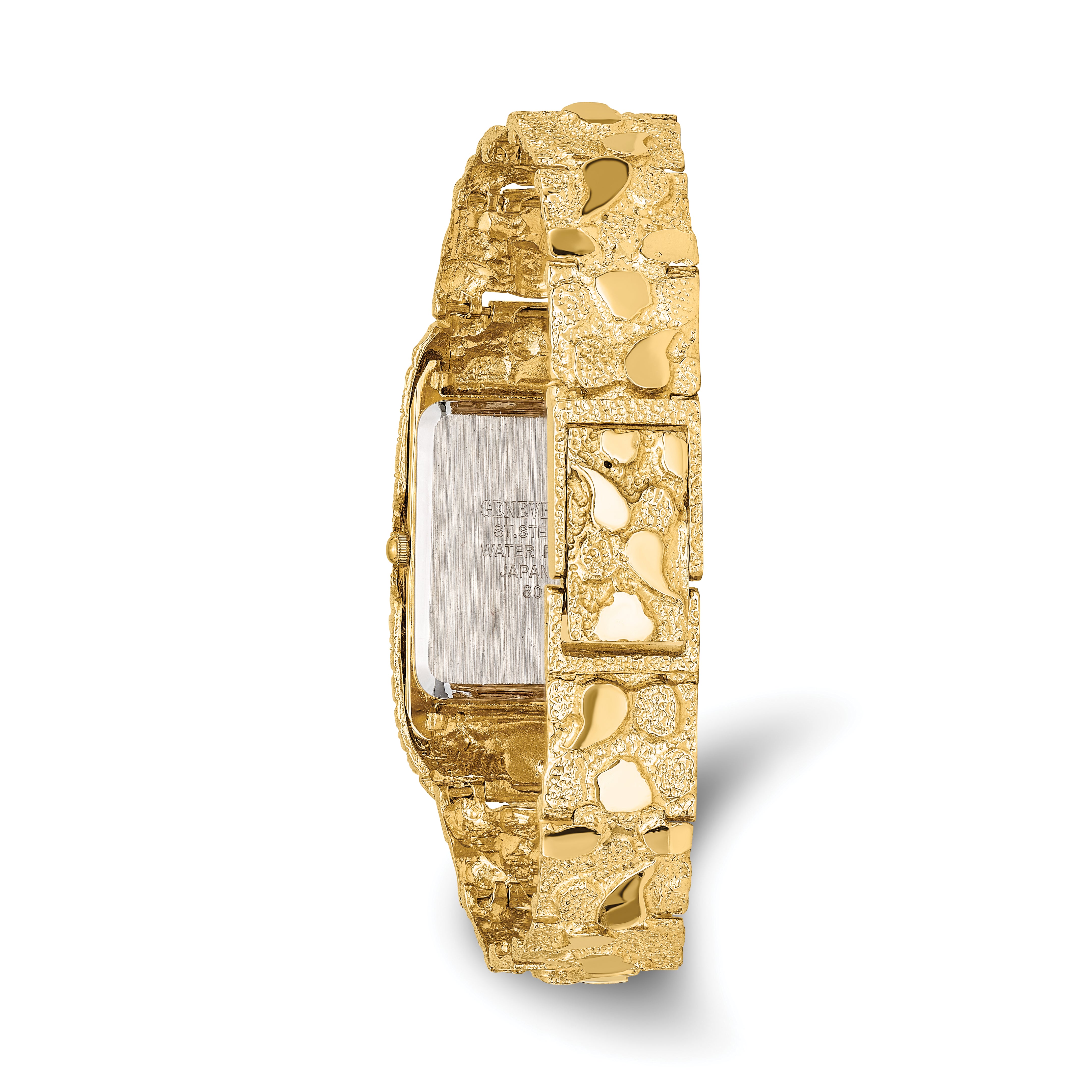 14k Mens Squared Champagne 27x47mm Dial Solid Nugget Watch