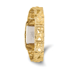 14k Mens Squared Champagne 27x47mm Dial Solid Nugget Watch
