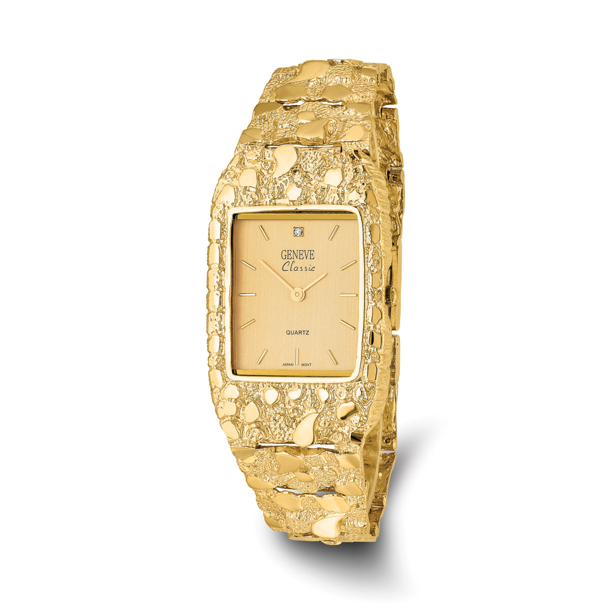 14k Mens Squared Champagne 27x47mm Dial Solid Nugget Watch