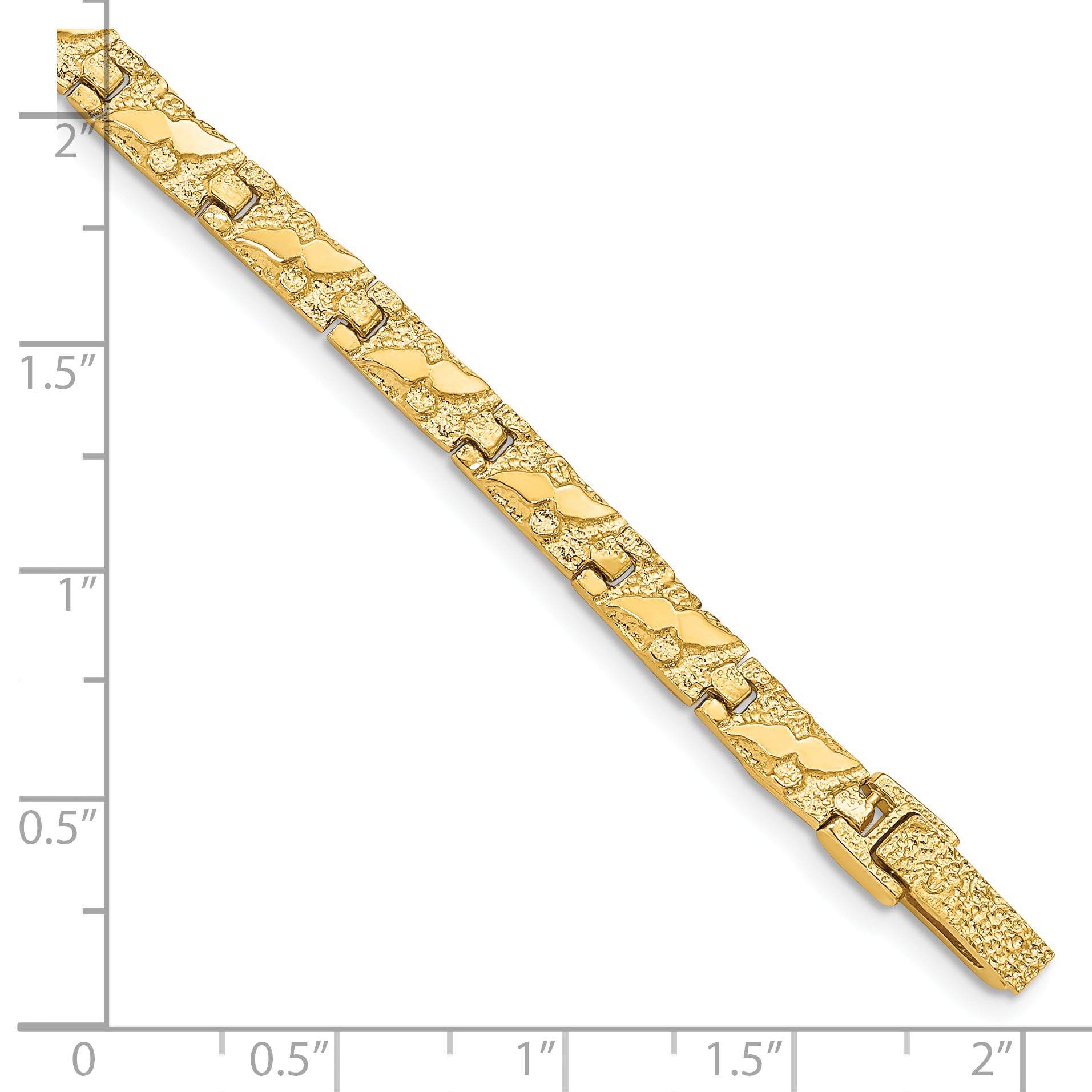 14k Polished and Textured 5.5mm 8 inch Nugget Bracelet
