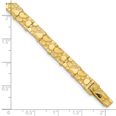 14k Polished and Textured 7.00mm 7 inch Nugget Bracelet