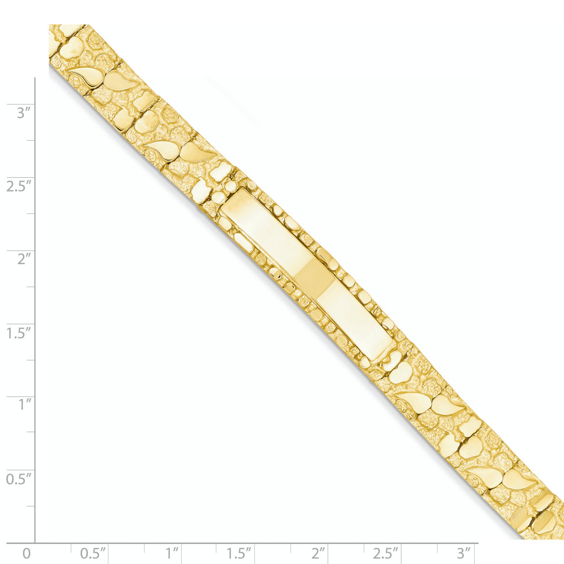 14k Polished Solid 10.0mm Nugget 38x10mm Plate 8 inch ID Bracelet