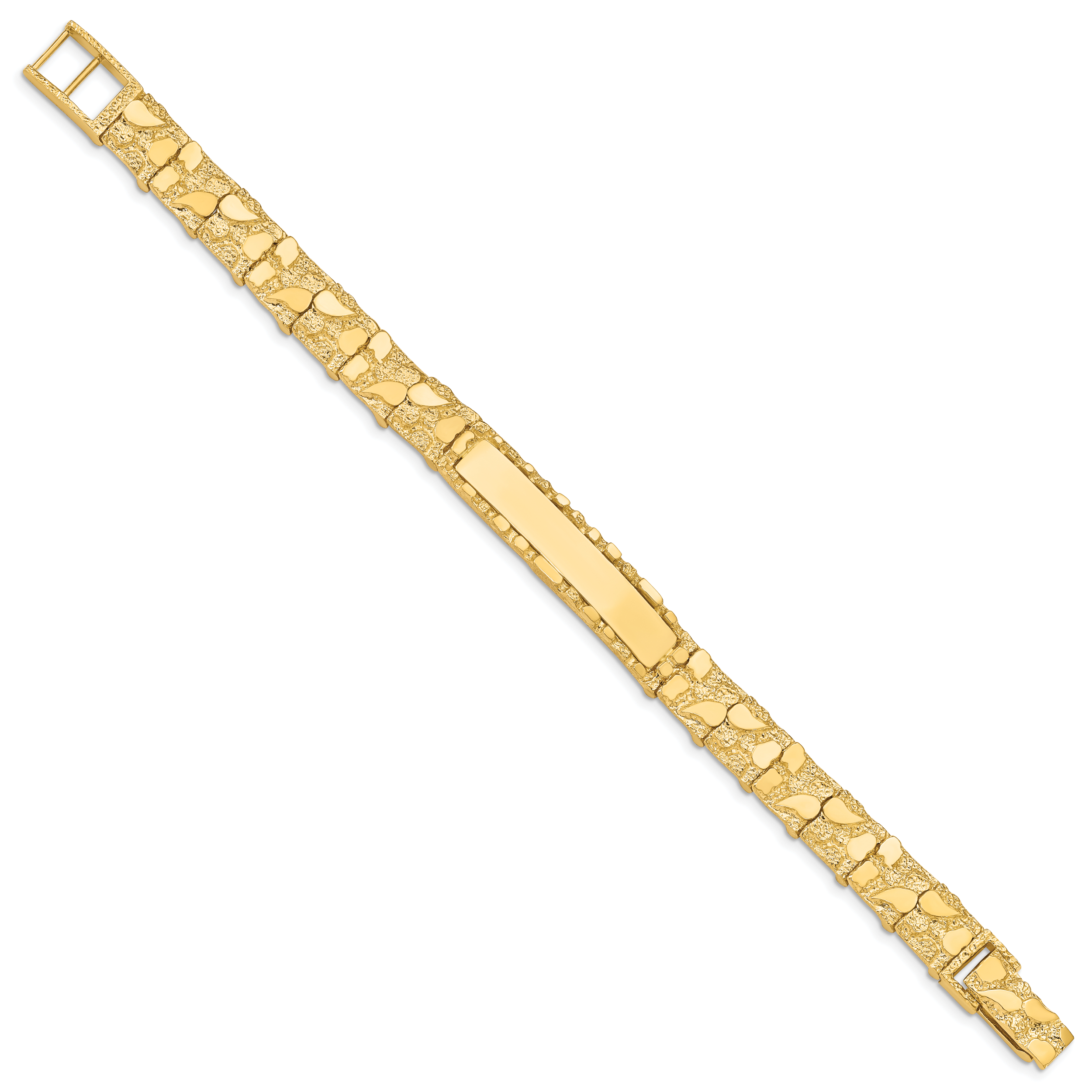 14k Polished Solid 10.0mm Nugget 38x10mm Plate ID Bracelet