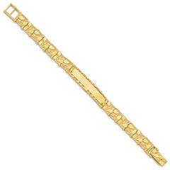 14k Polished Solid 10.0mm Nugget 38x10mm Plate 8 inch ID Bracelet
