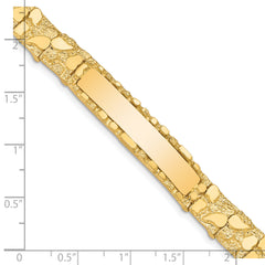 14k Polished Solid 10.0mm Nugget 38x10mm Plate 8 inch ID Bracelet