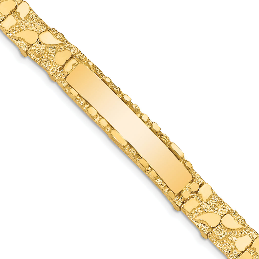 14k Polished Solid 10.0mm Nugget 38x10mm Plate ID Bracelet