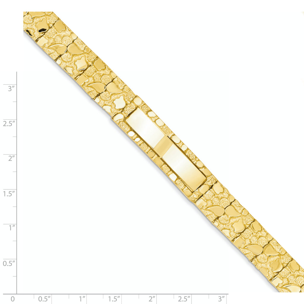 14k Polished Solid 12.0mm Nugget 36x12mm Plate ID Bracelet