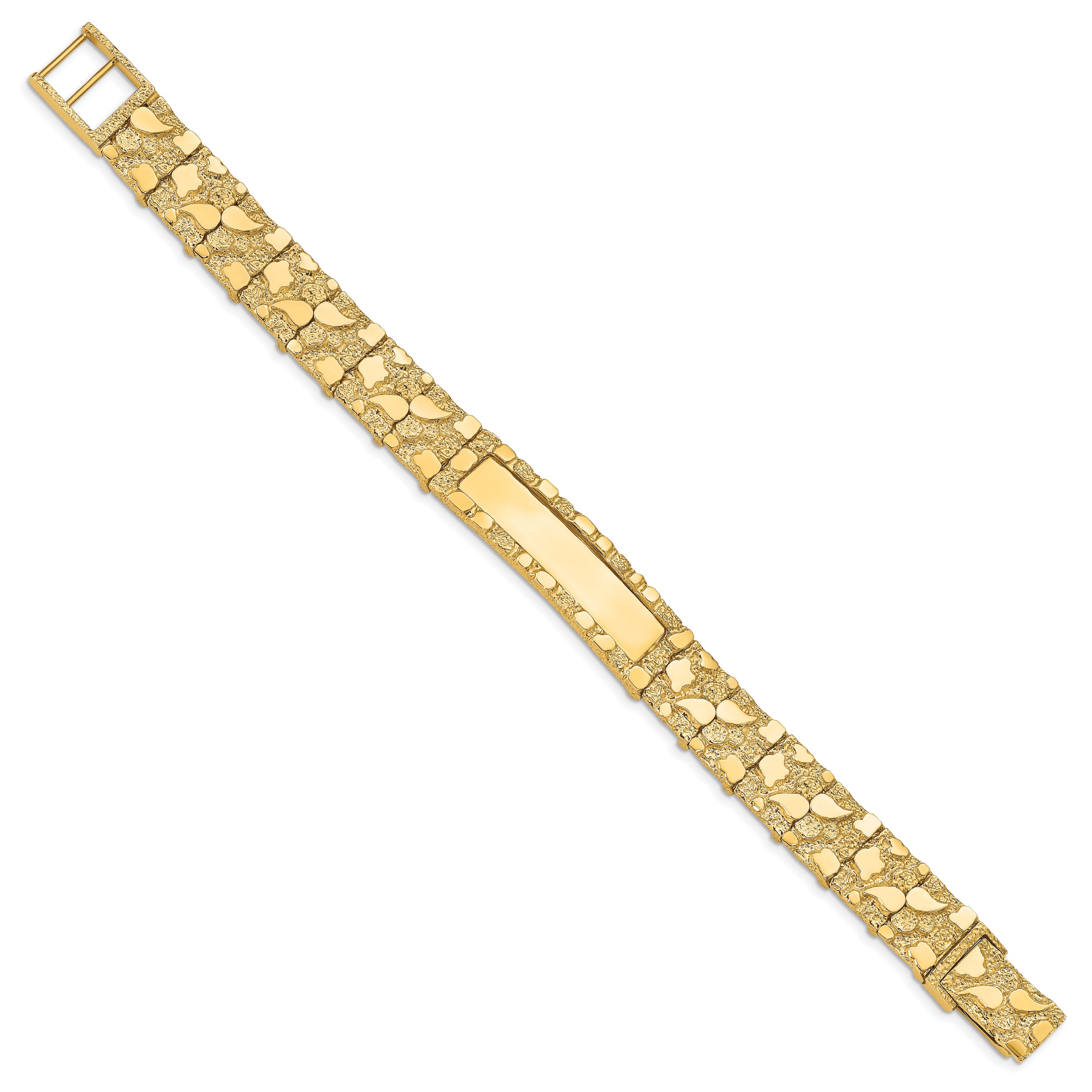 14k Polished Solid 12.0mm Nugget 36x12mm Plate 8 inch ID Bracelet