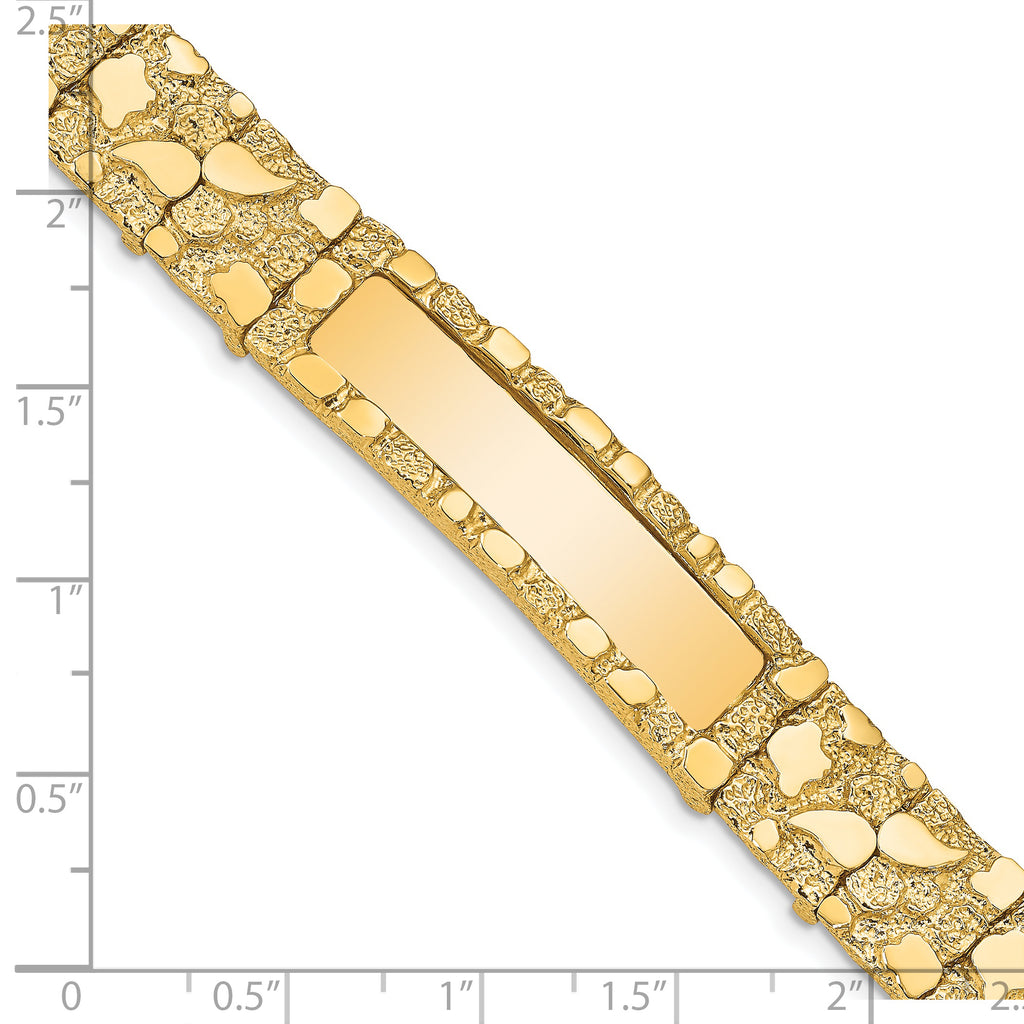 14k Polished Solid 12.0mm Nugget 36x12mm Plate 8 inch ID Bracelet