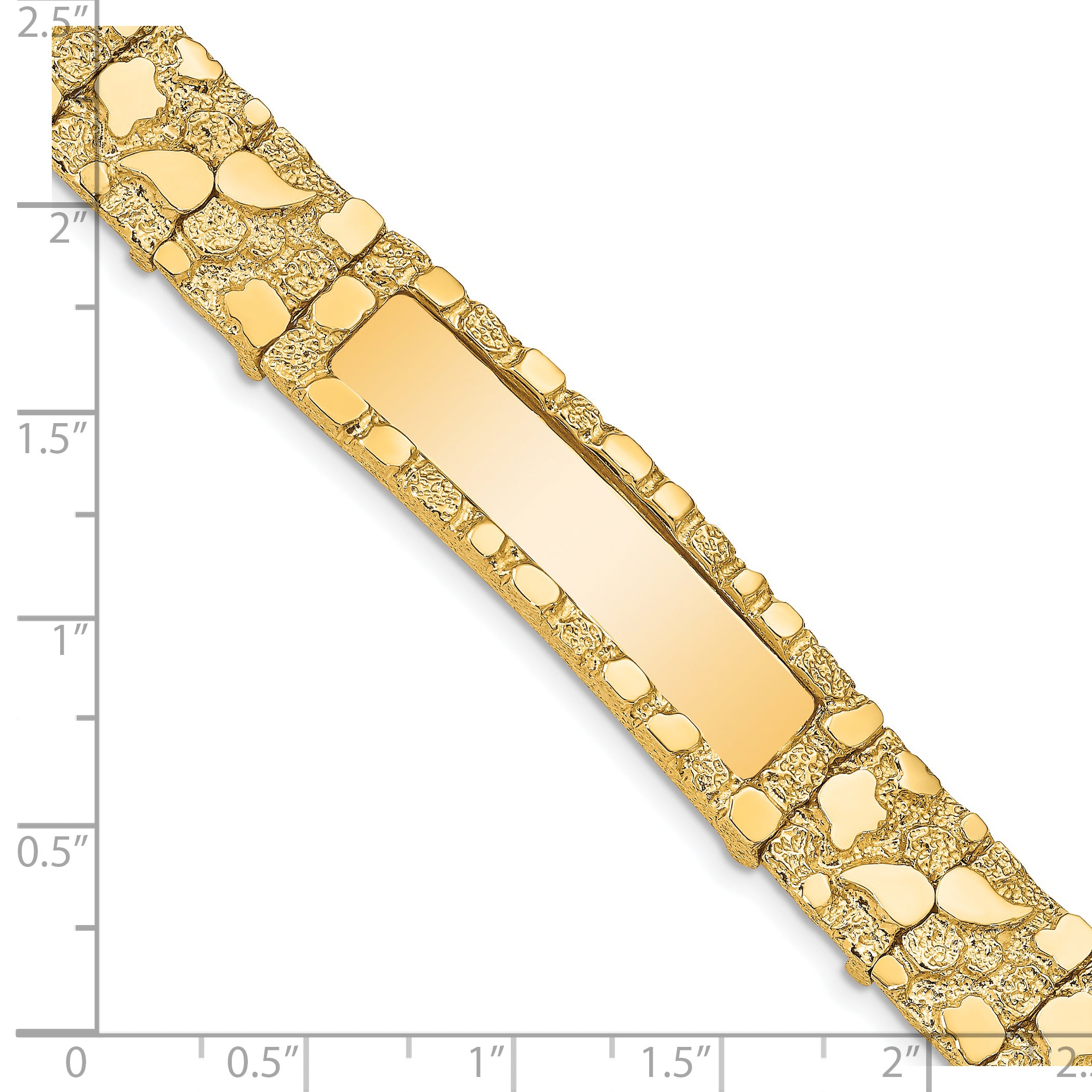 14k Polished Solid 12.0mm Nugget 36x12mm Plate ID Bracelet