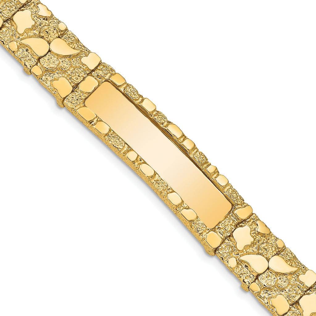 14k Polished Solid 12.0mm Nugget 36x12mm Plate ID Bracelet
