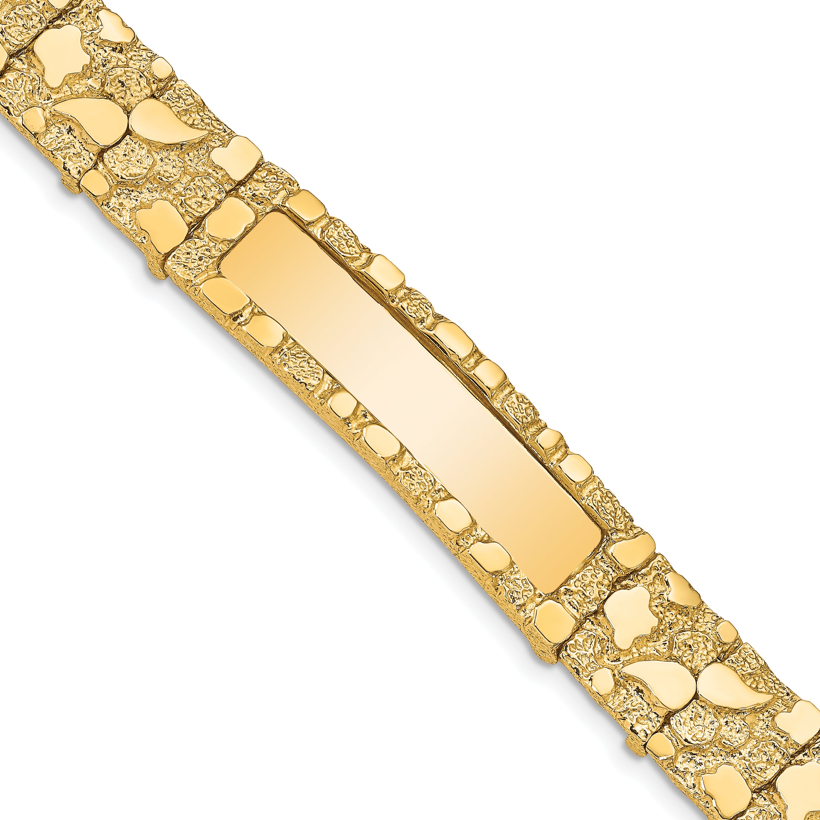 14k Polished Solid 12.0mm Nugget 36x12mm Plate ID Bracelet