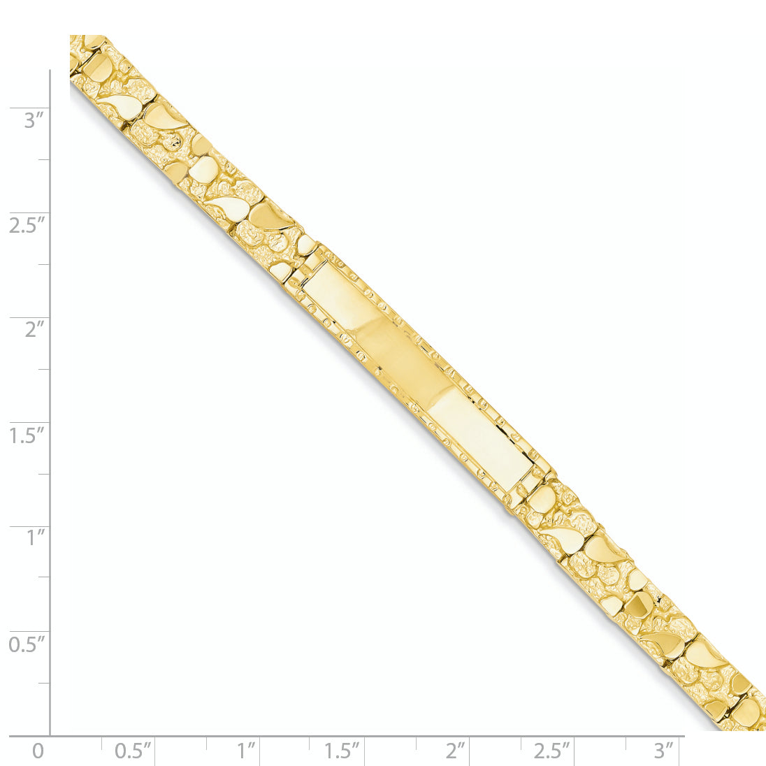 14k Polished Solid 7mm Nugget 37x7mm Plate ID Bracelet