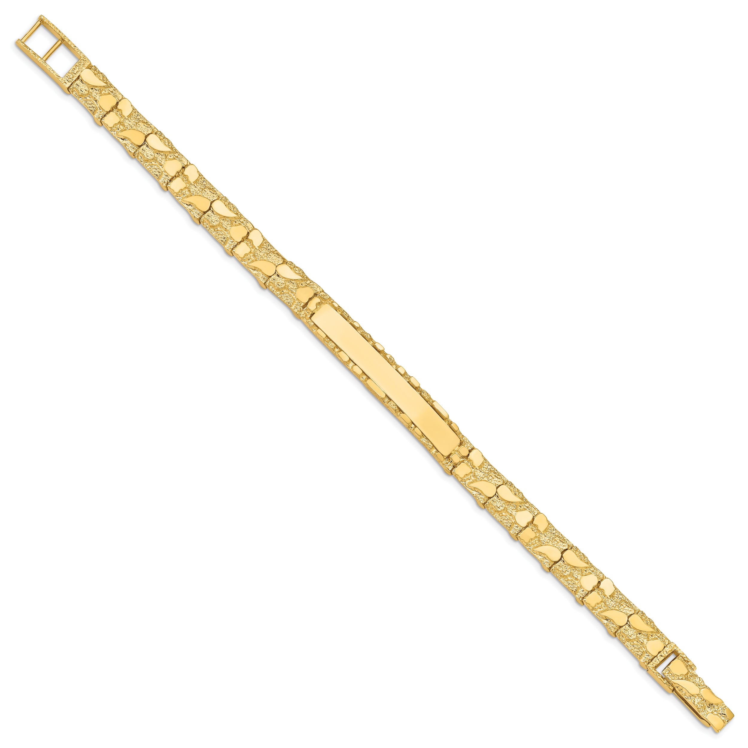 14k Polished Solid 7mm Nugget 37x7mm Plate 8 inch ID Bracelet
