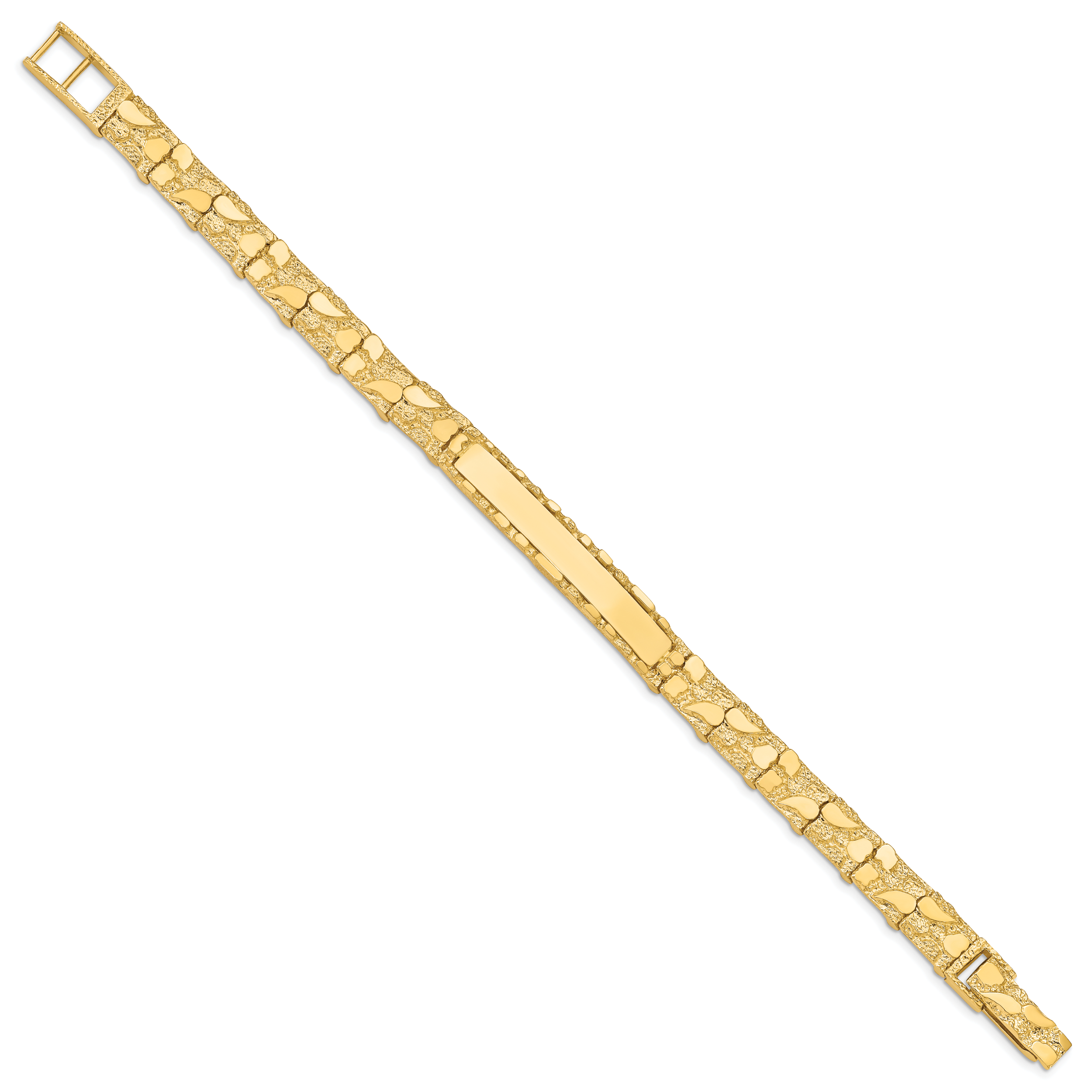 14k Polished Solid 7mm Nugget 37x7mm Plate ID Bracelet Main image