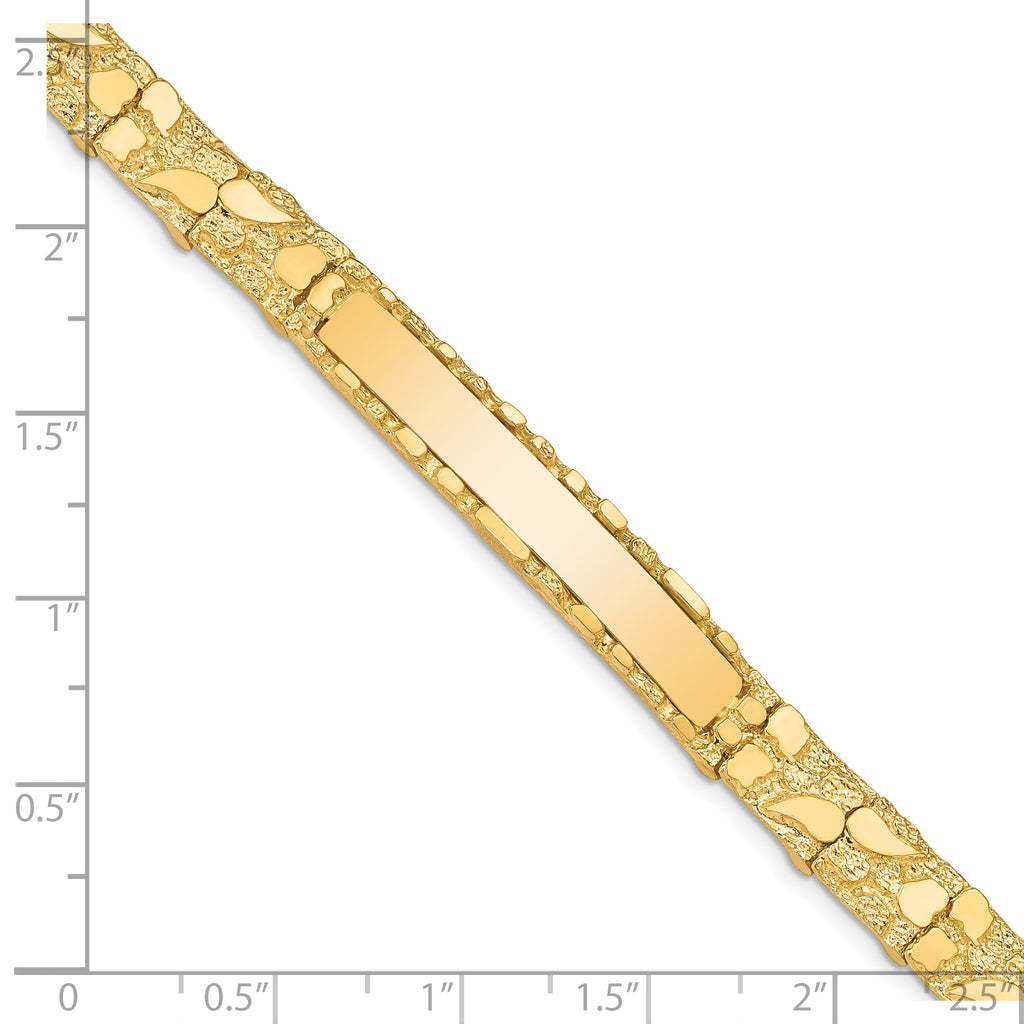 14k Polished Solid 7mm Nugget 37x7mm Plate ID Bracelet