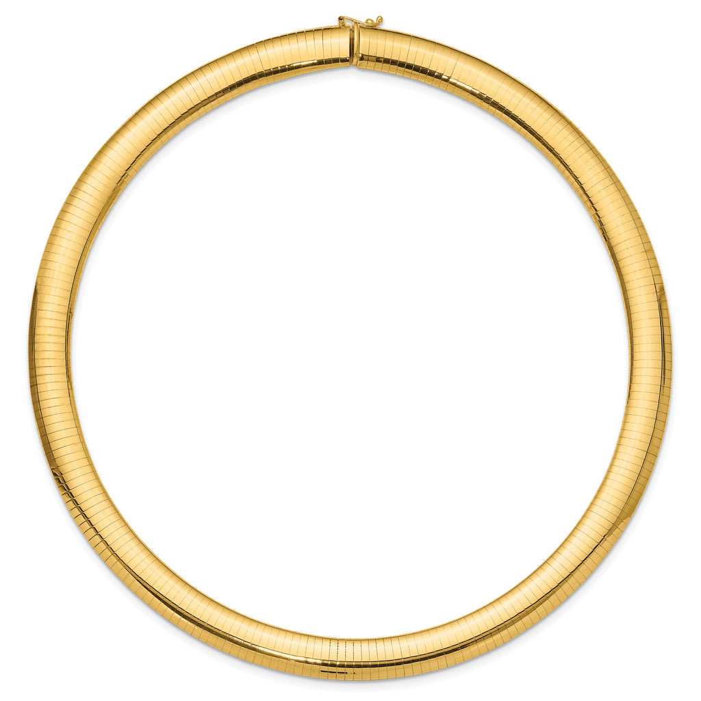 14k Polished 10mm Standard Weight 16 inch Domed Omega Necklace