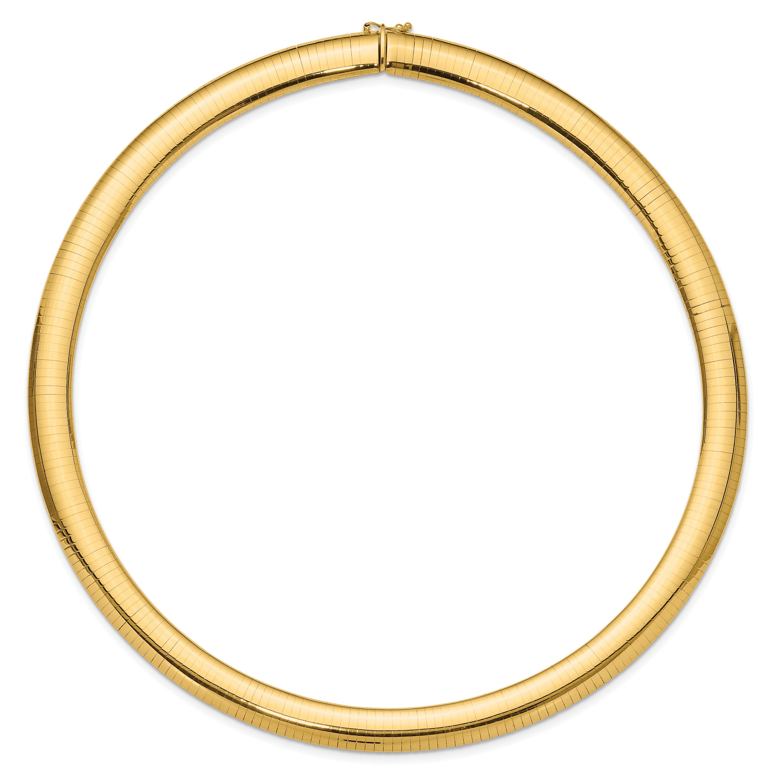 14k Polished 10mm Standard Weight 18 inch Domed Omega Necklace