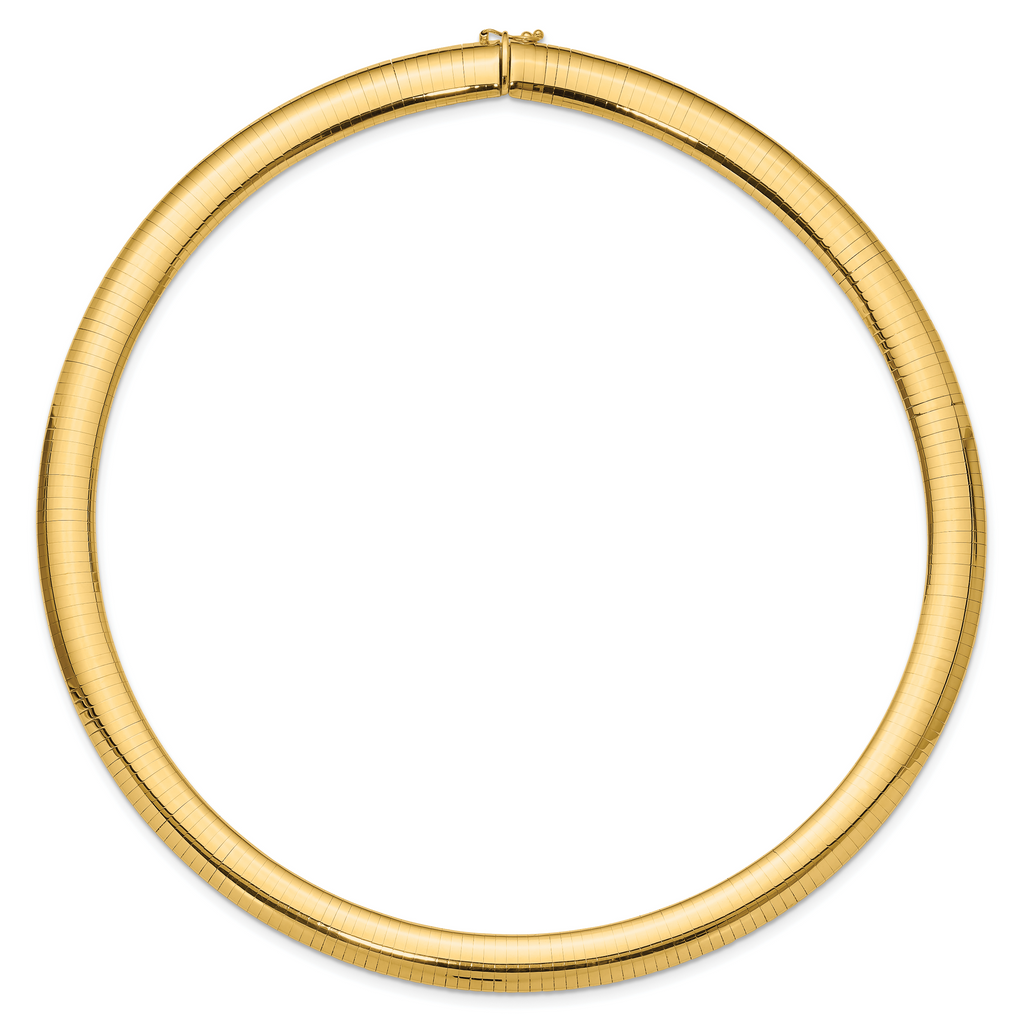 14k Polished 10mm Standard Weight 18 inch Domed Omega Necklace