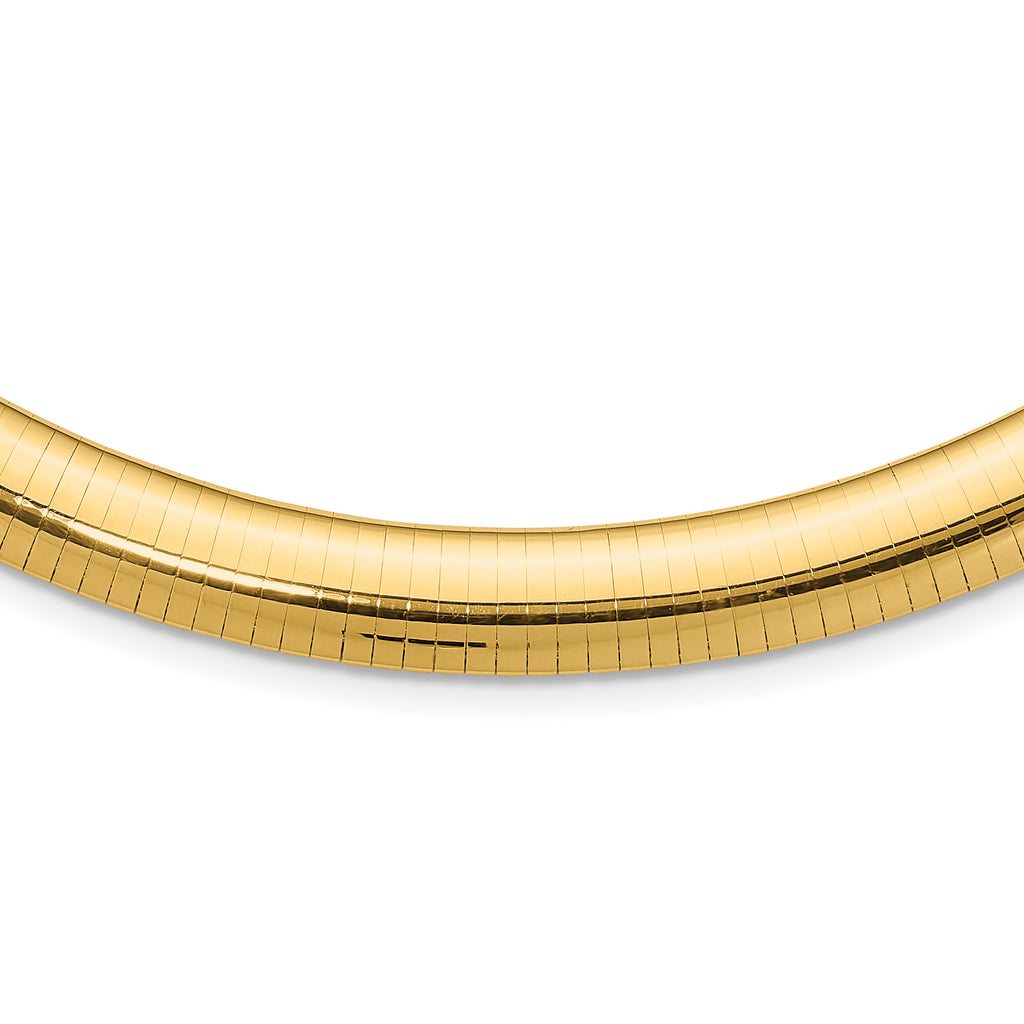 14k Polished 10mm Standard Weight 18 inch Domed Omega Necklace