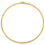 14k Polished 3mm Standard Weight 16 inch Domed Omega Necklace
