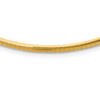 14k Polished 3mm Standard Weight 16 inch Domed Omega Necklace