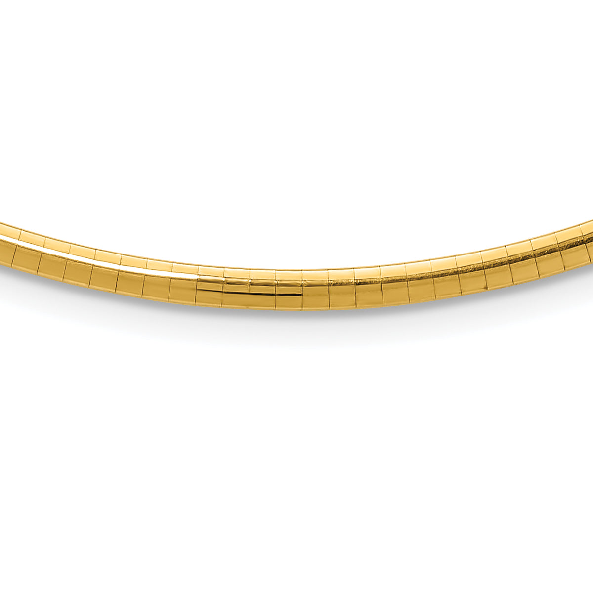 14k Polished 3mm Standard Weight 16 inch Domed Omega Necklace