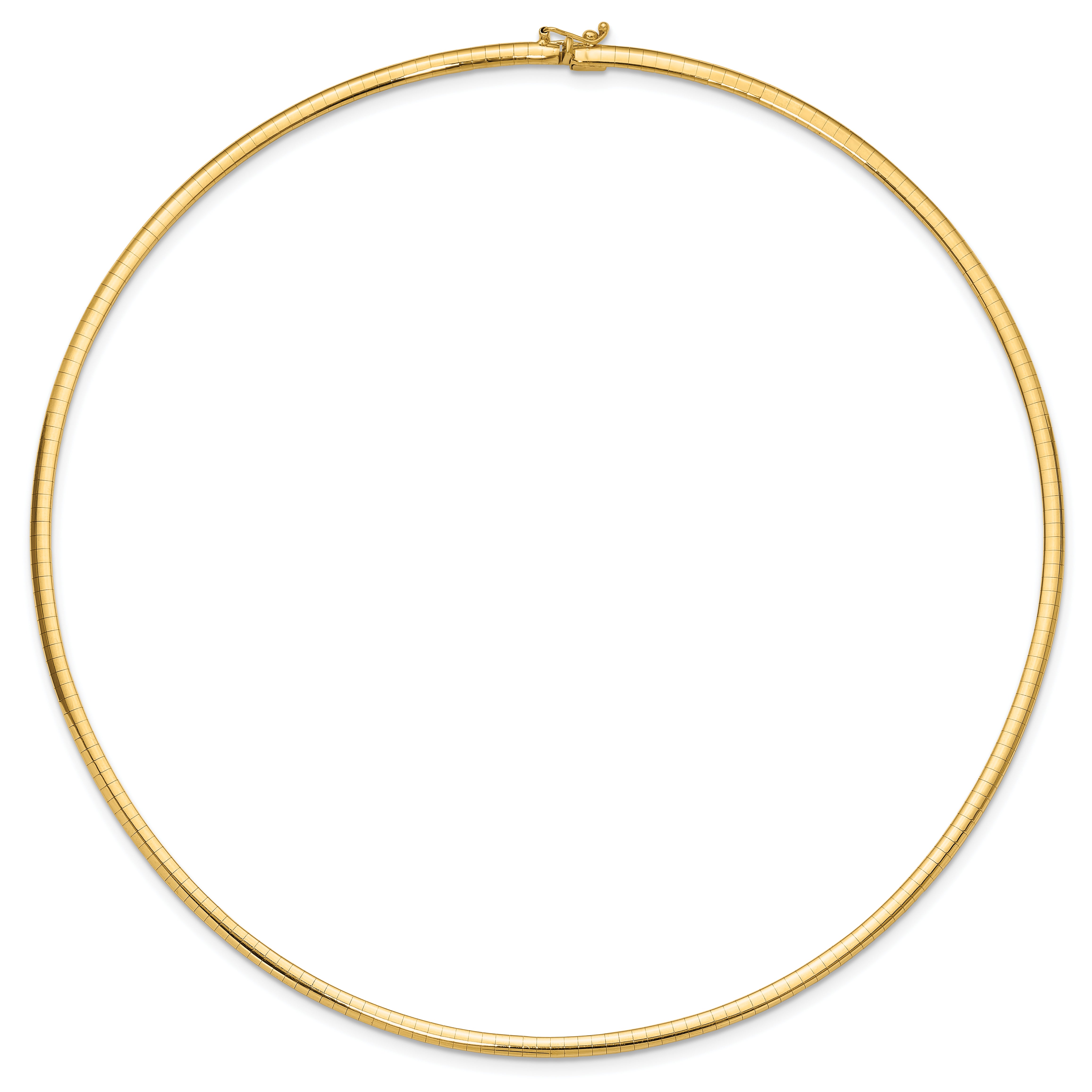 14k Polished 3mm Standard Weight 18 inch Domed Omega Necklace