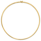 14k Polished 3mm Standard Weight 18 inch Domed Omega Necklace