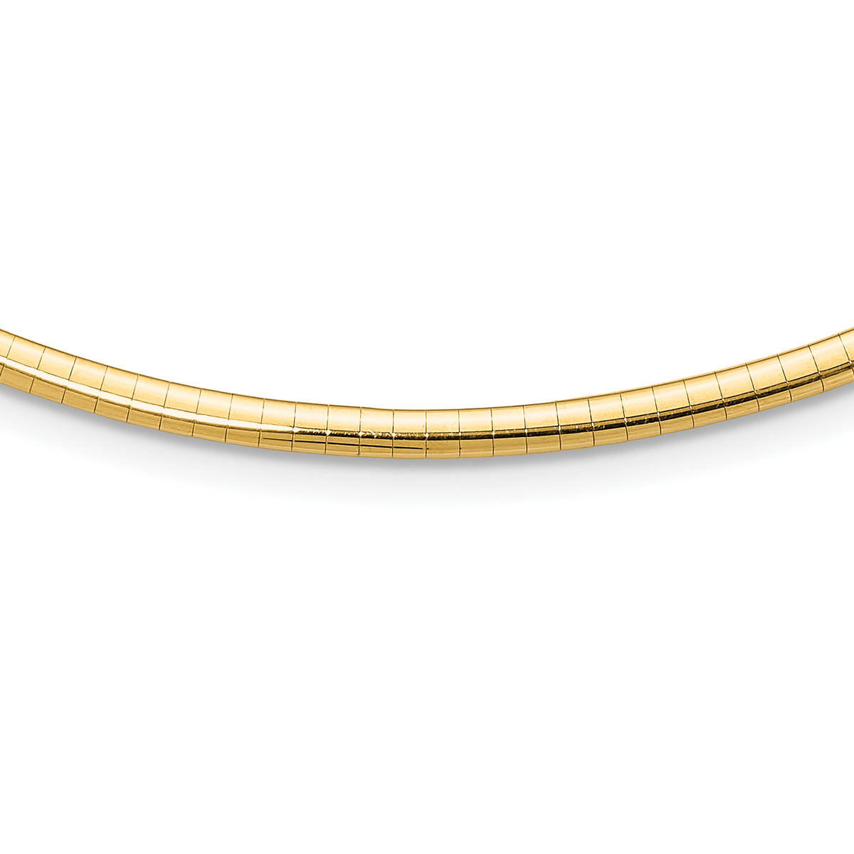 14k Polished 3mm Standard Weight 18 inch Domed Omega Necklace