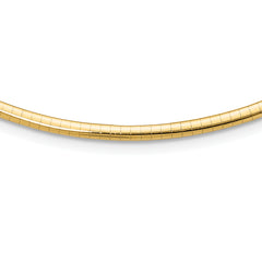 14k Polished 3mm Standard Weight 18 inch Domed Omega Necklace