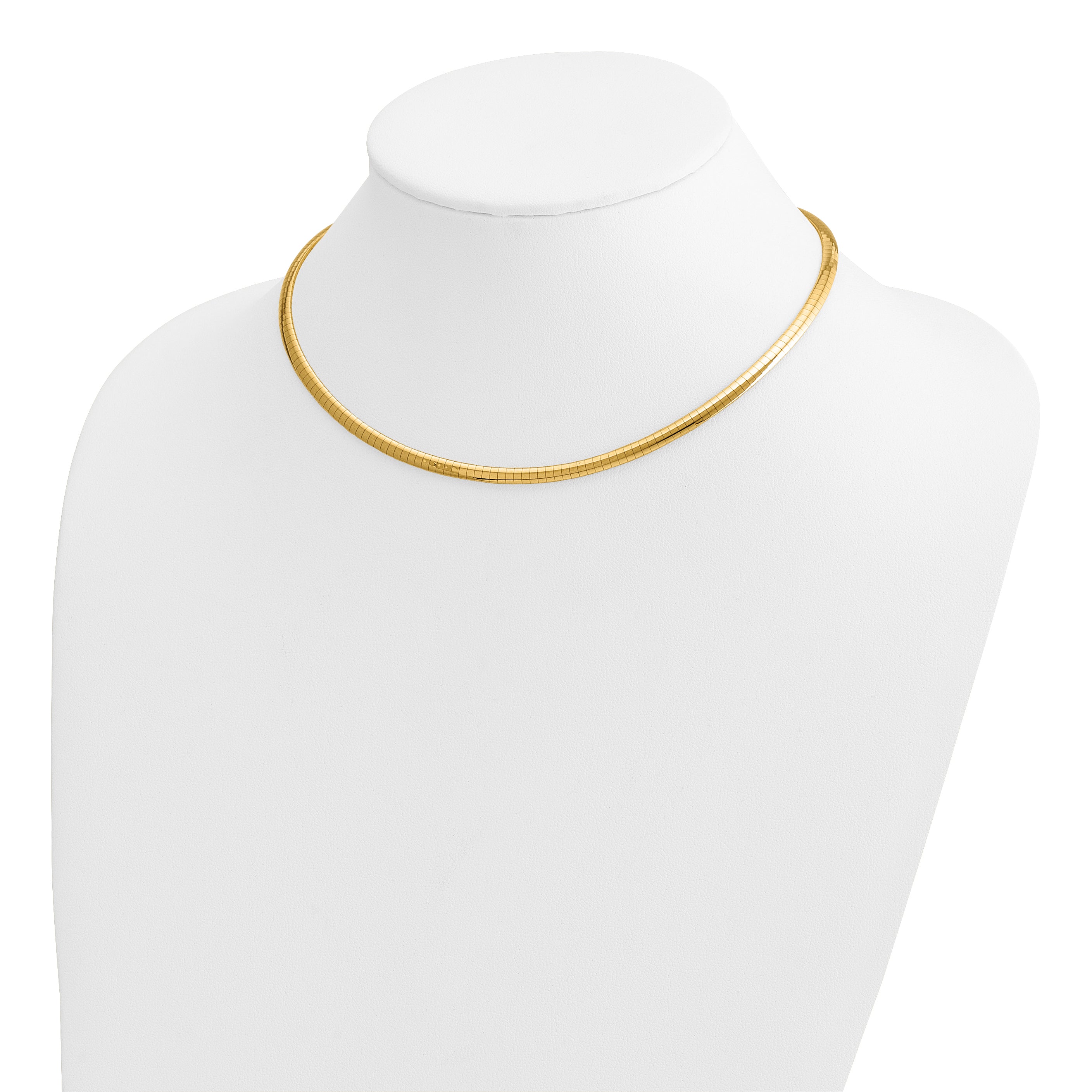 14k Polished 4mm Standard Weight 16 inch Domed Omega Necklace