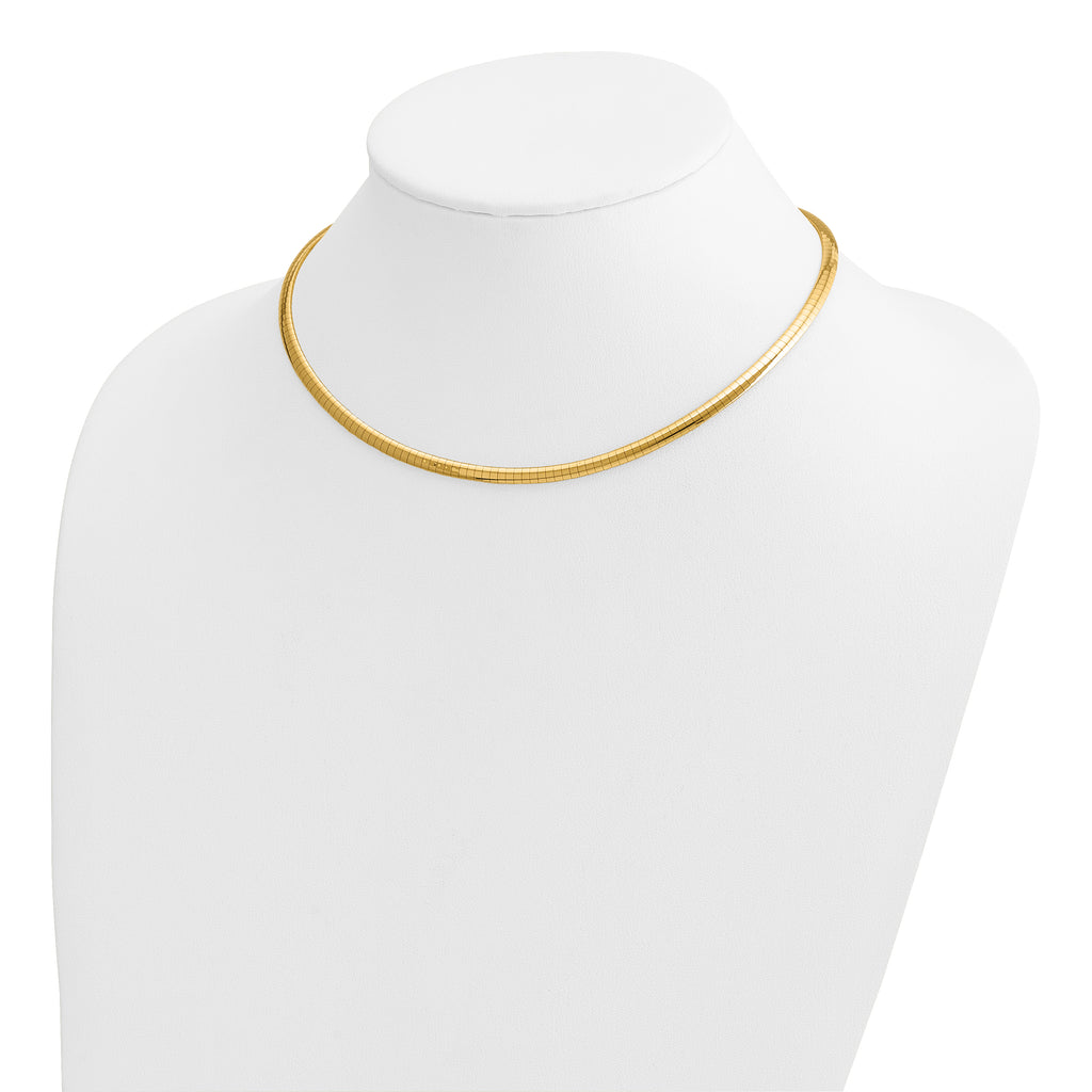 14k Polished 4mm Standard Weight 16 inch Domed Omega Necklace