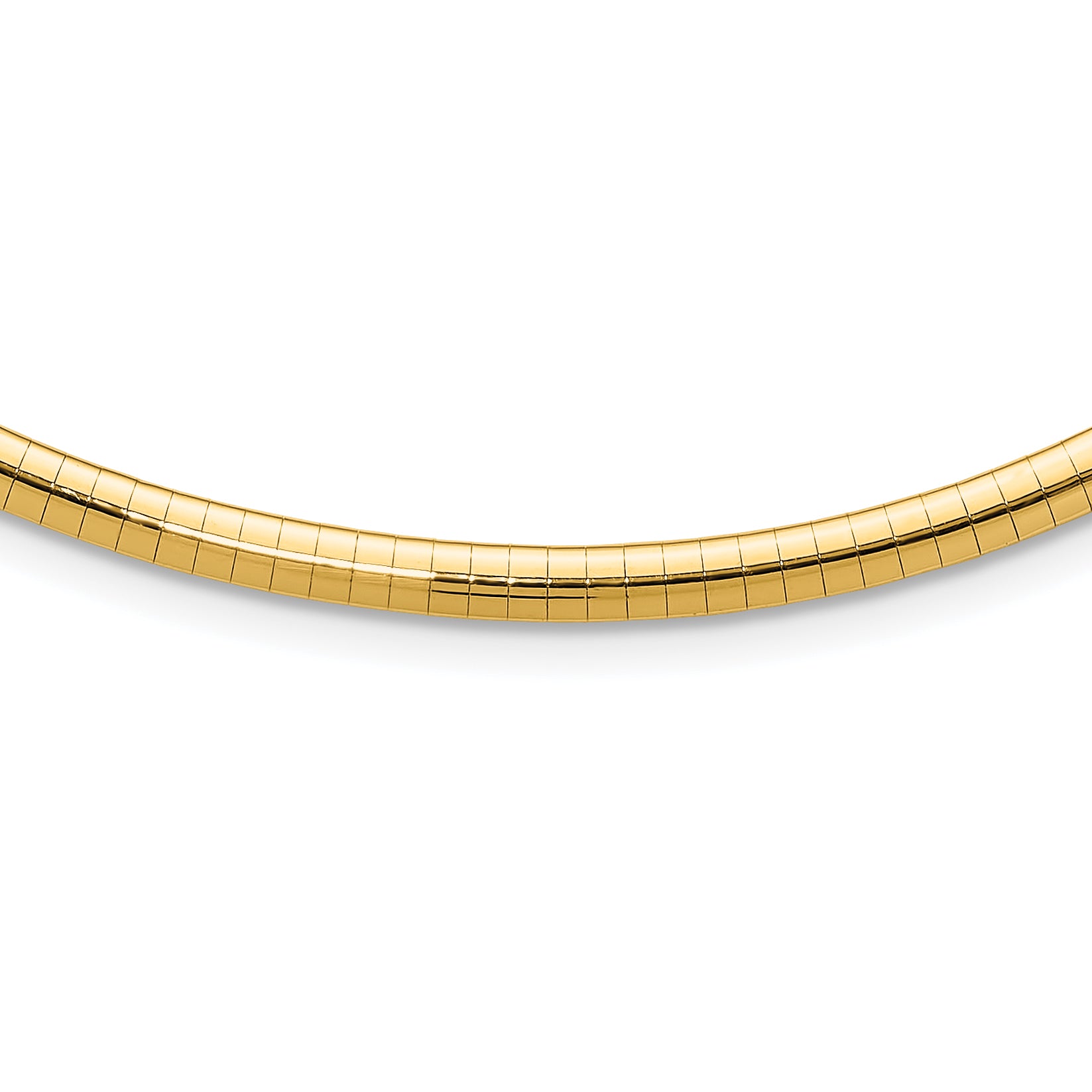 14k Polished 4mm Standard Weight 16 inch Domed Omega Necklace