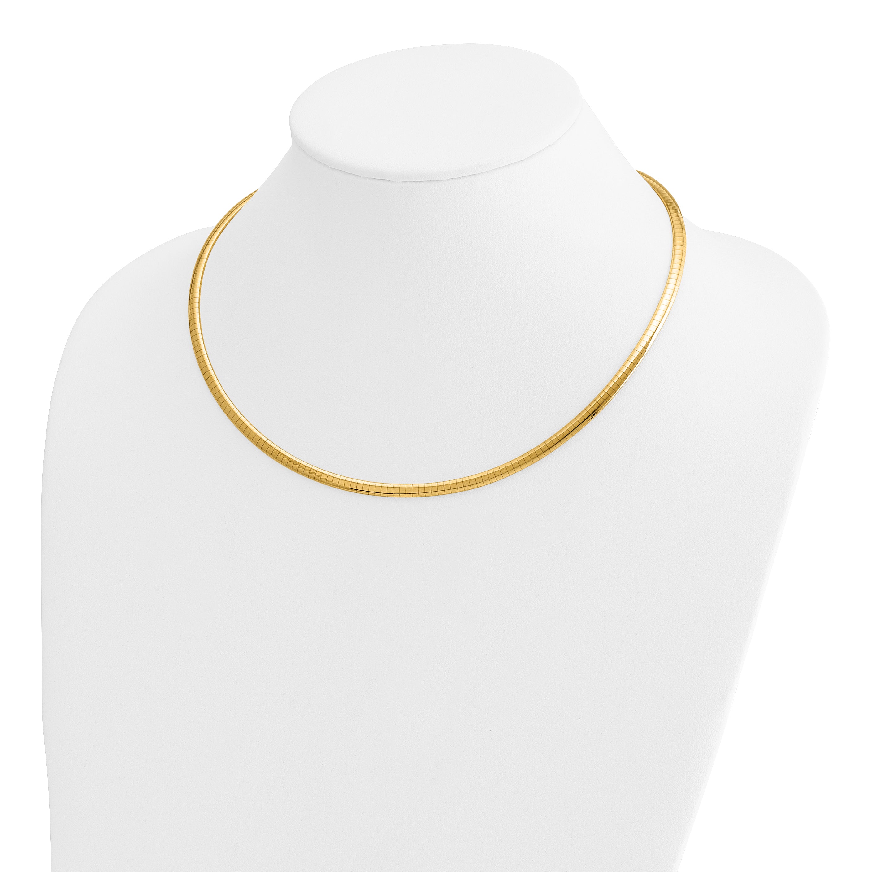 14k Polished 4mm Standard Weight 18 inch Domed Omega Necklace