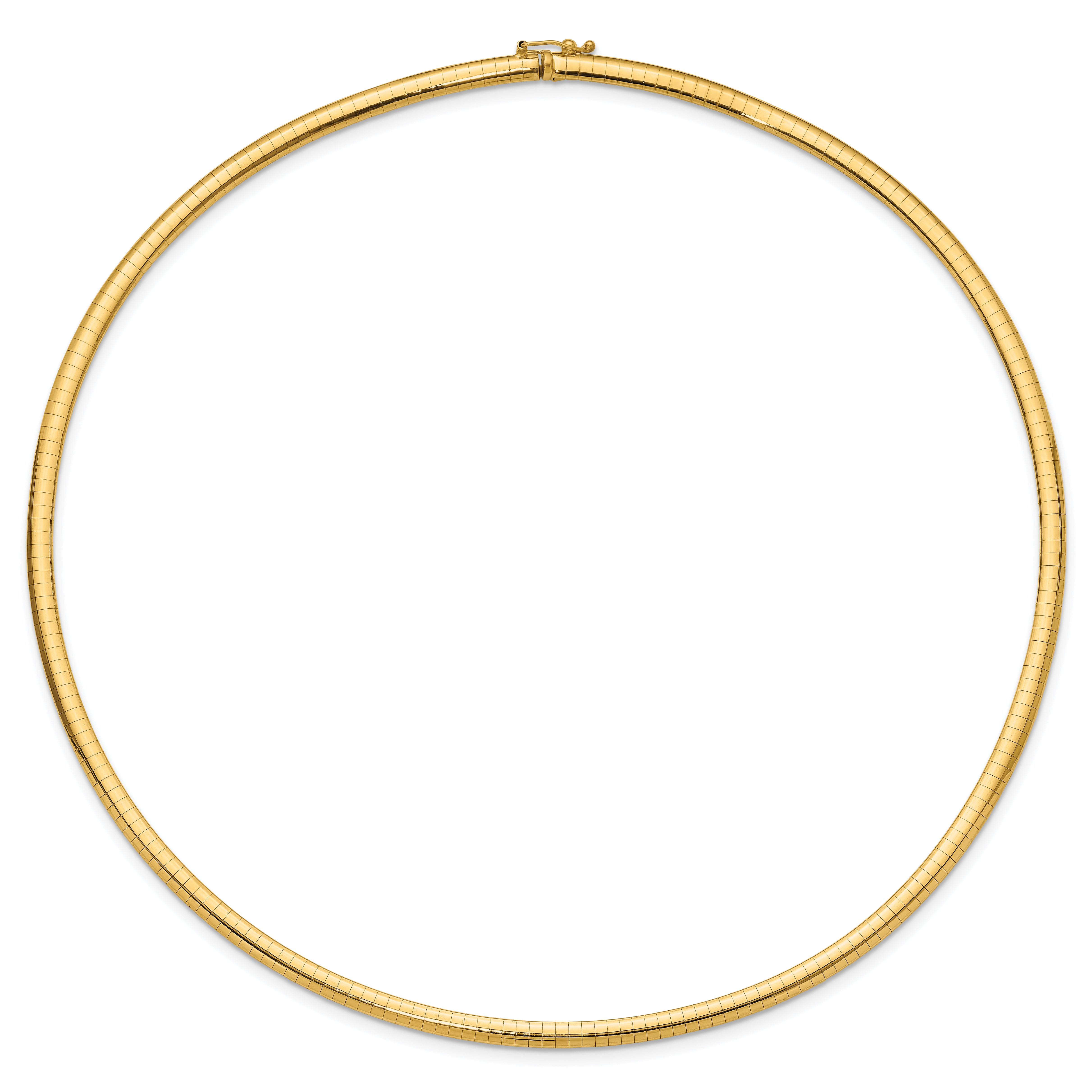 14k Polished 4mm Standard Weight 18 inch Domed Omega Necklace