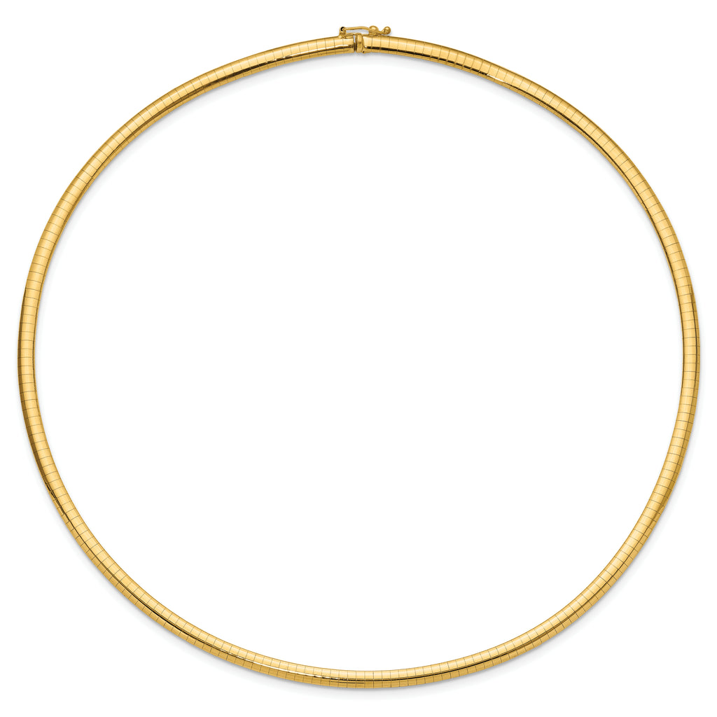 14k Polished 4mm Standard Weight 18 inch Domed Omega Necklace