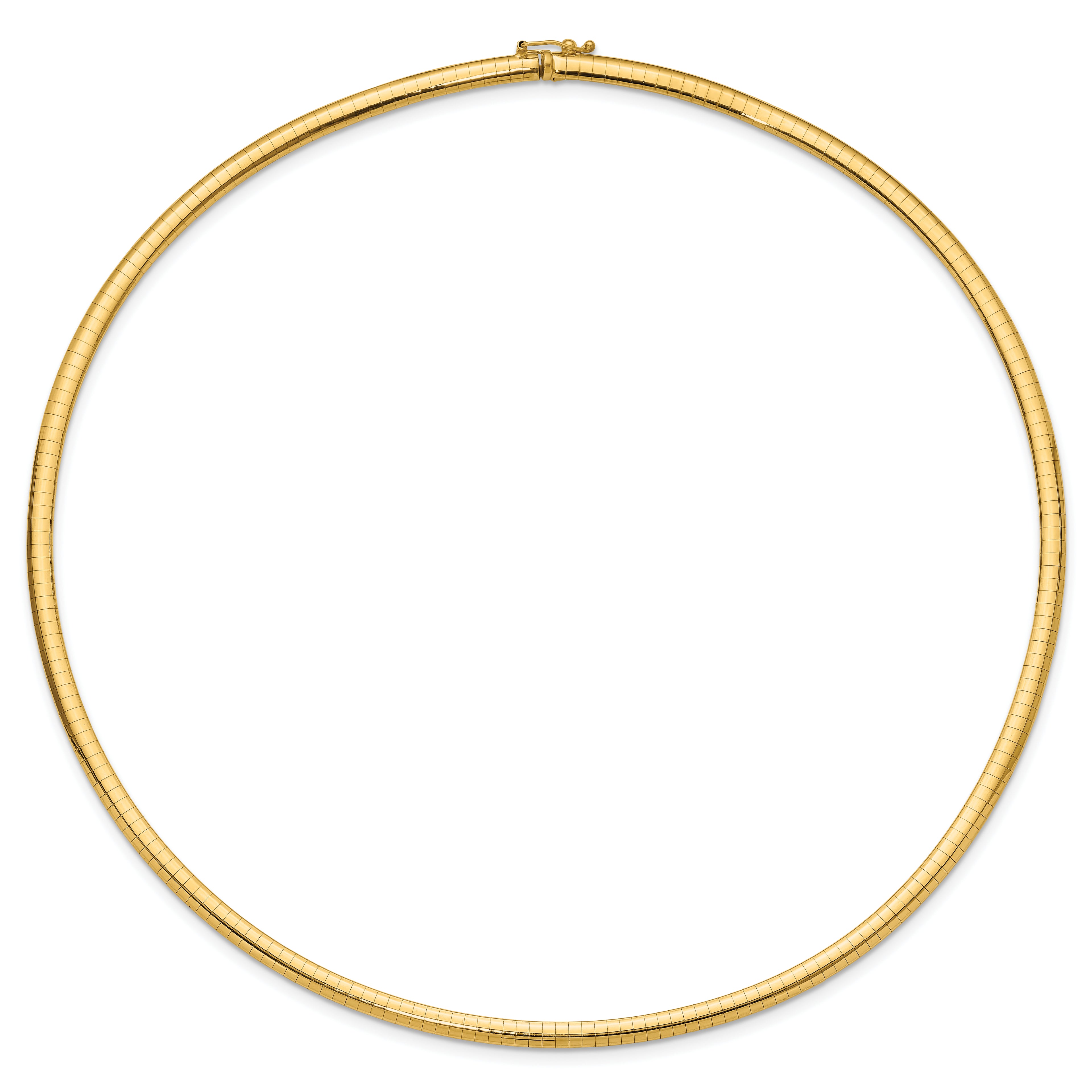 14k Polished 4mm Standard Weight 18 inch Domed Omega Necklace
