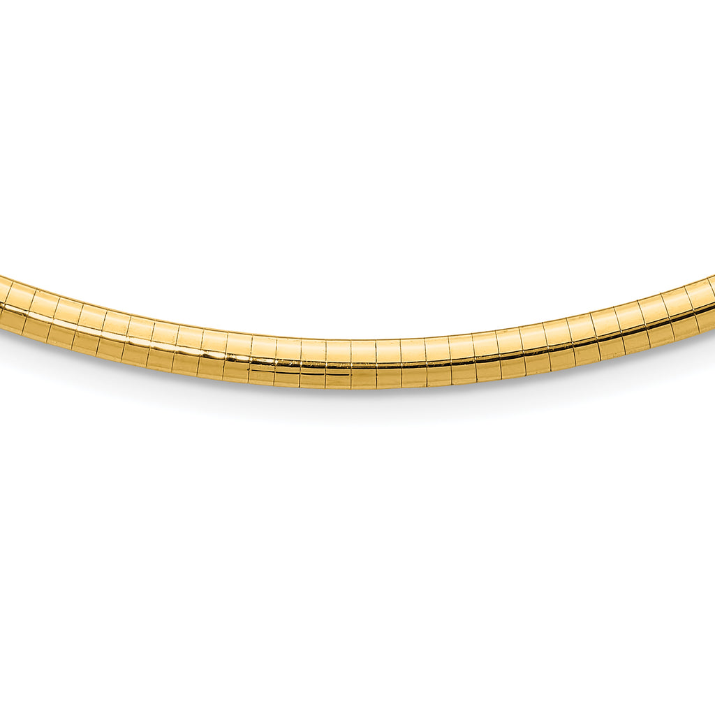 14k Polished 4mm Standard Weight 18 inch Domed Omega Necklace