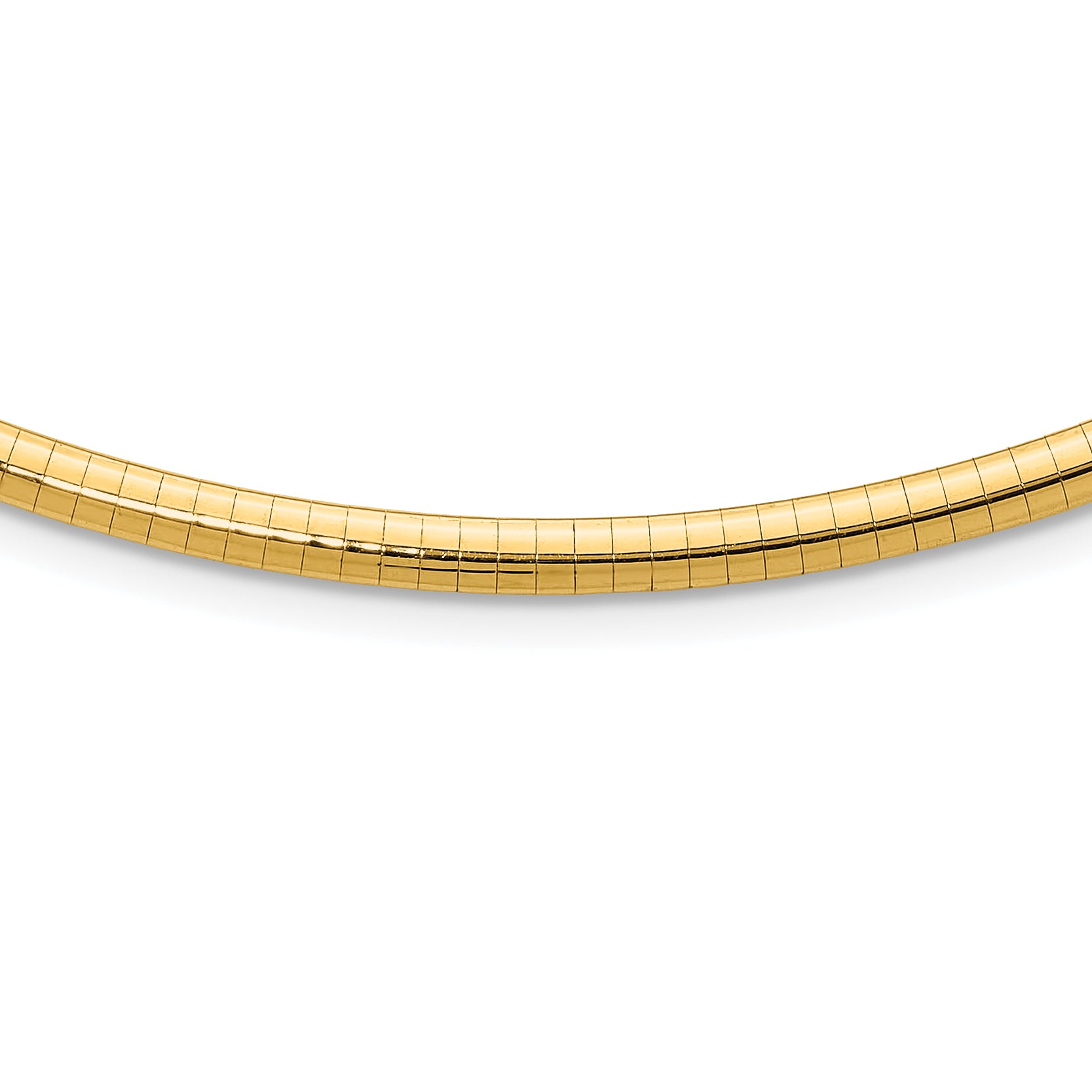 14k Polished 4mm Standard Weight 18 inch Domed Omega Necklace
