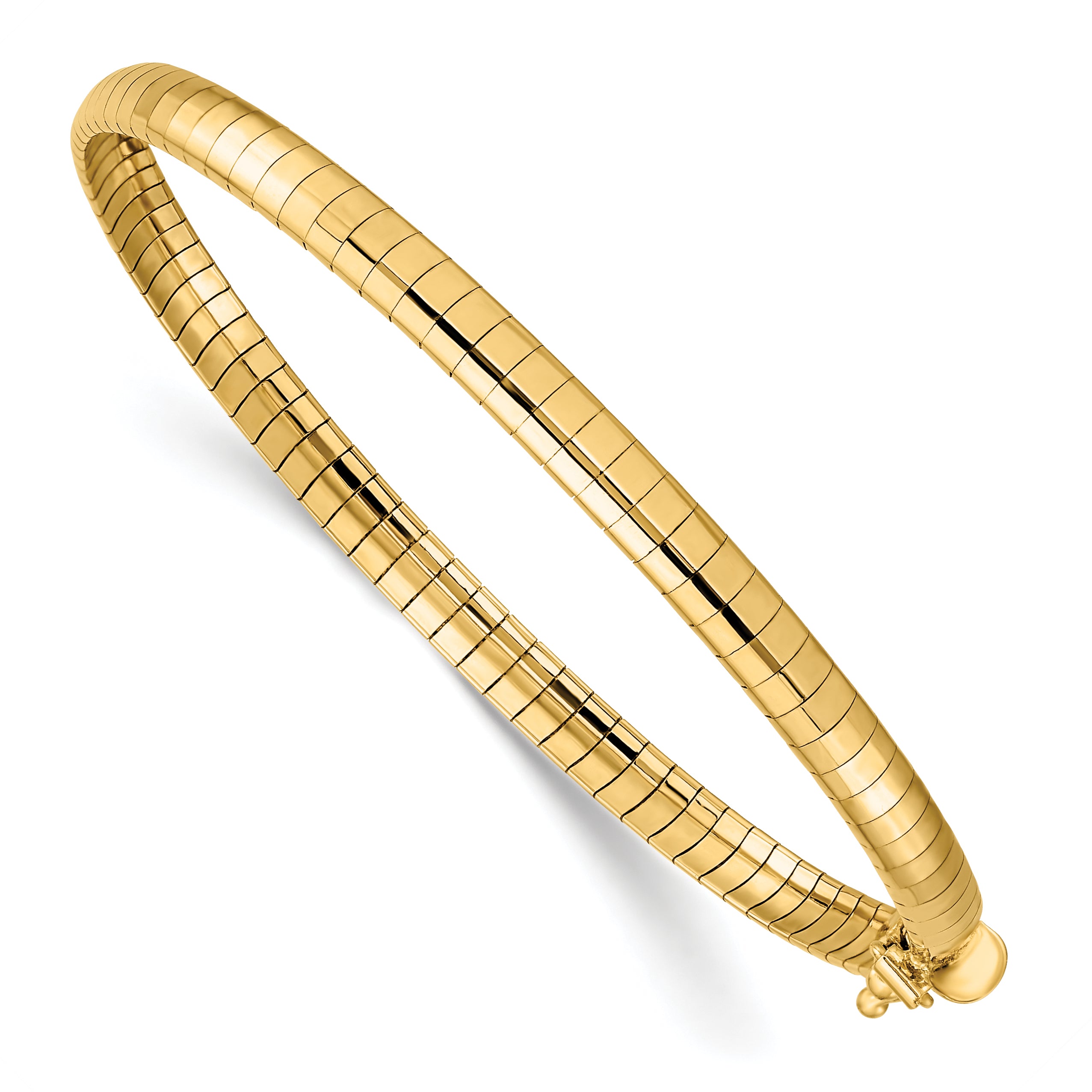 14k Polished 4mm 7 inch Domed Omega Bracelet Secondary image