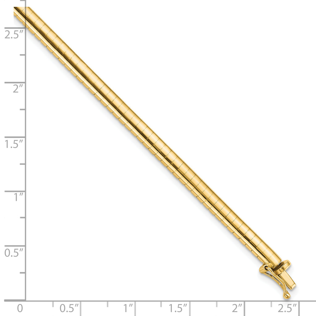 14k Polished 4mm 7 inch Domed Omega Bracelet