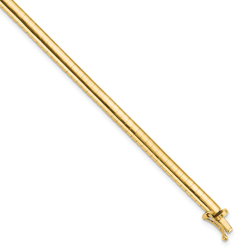 14k Polished 4mm 7 inch Domed Omega Bracelet