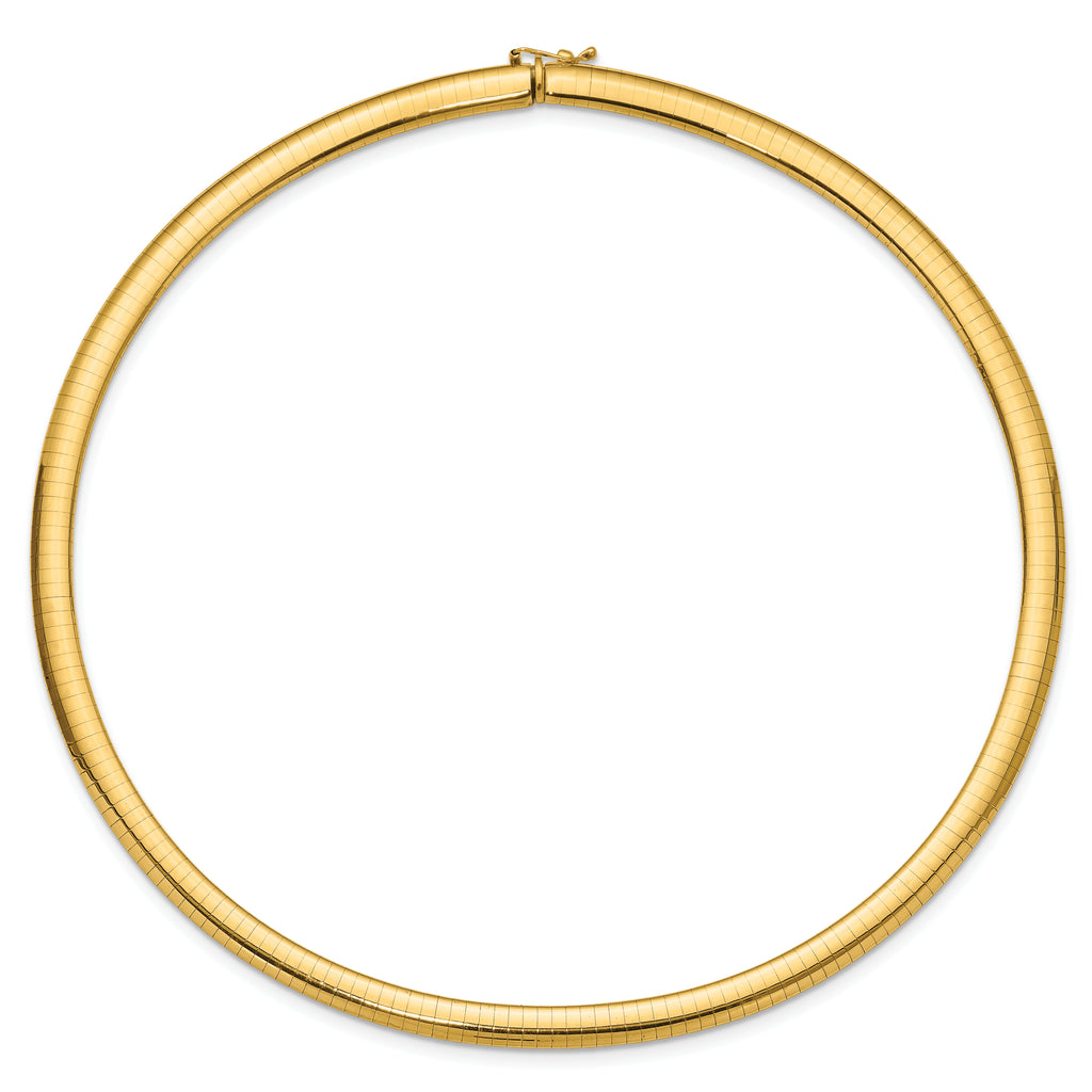 14k Polished 6mm Standard Weight 16 inch Domed Omega Necklace