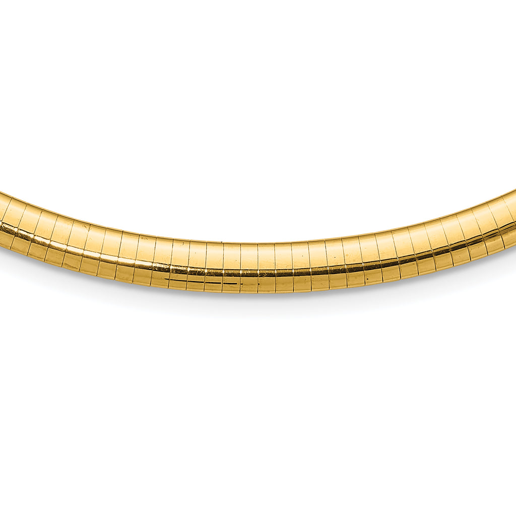 14k Polished 6mm Standard Weight 16 inch Domed Omega Necklace