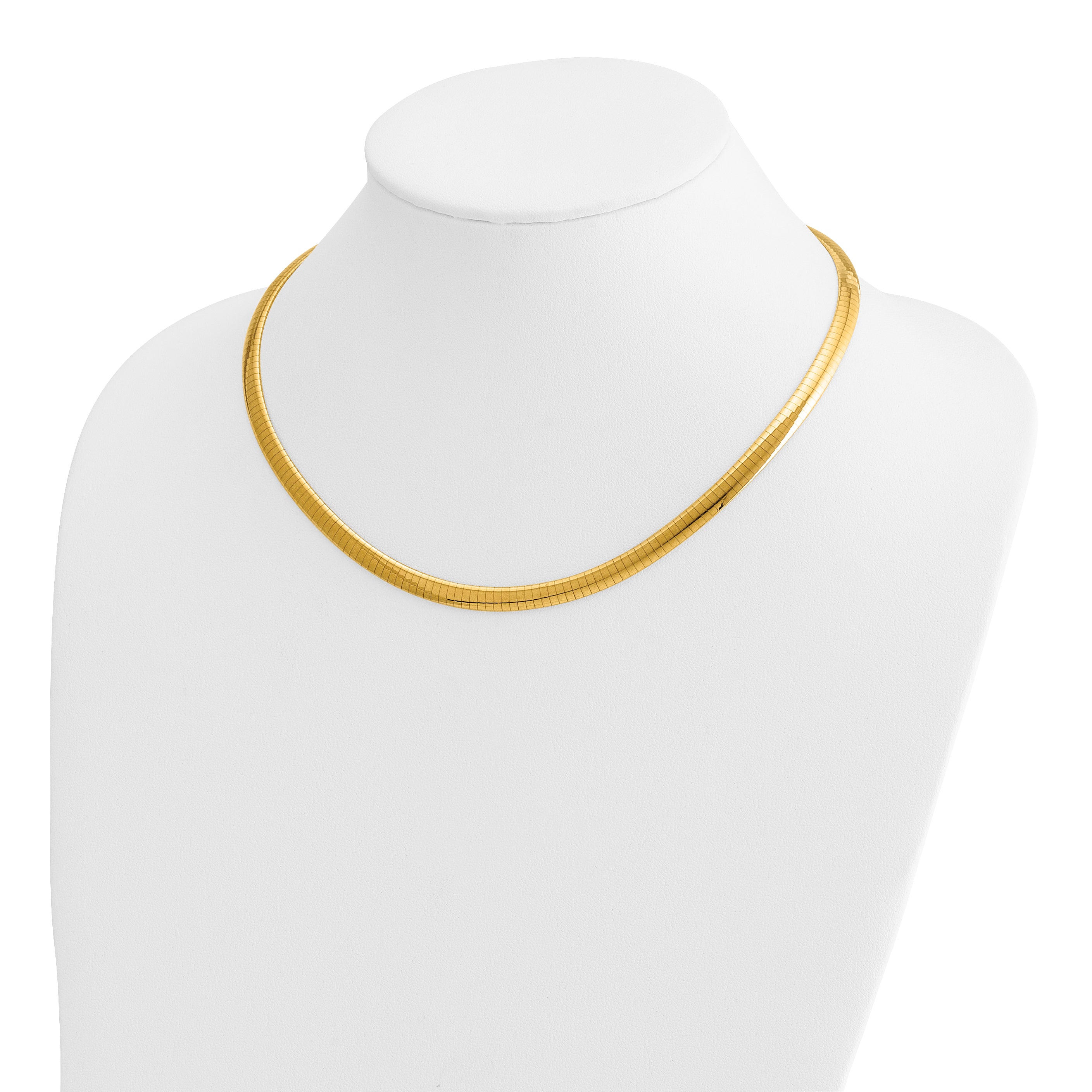 14k Polished 6mm Standard Weight 18 inch Domed Omega Necklace