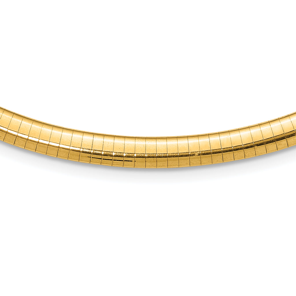 14k Polished 6mm Standard Weight 18 inch Domed Omega Necklace