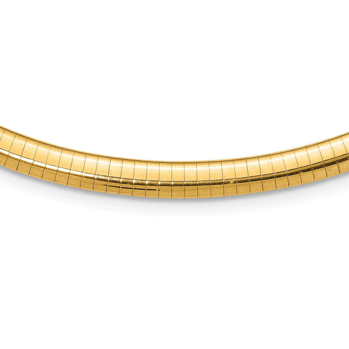 14k Polished 6mm Standard Weight 18 inch Domed Omega Necklace