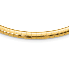 14k Polished 6mm Standard Weight 18 inch Domed Omega Necklace